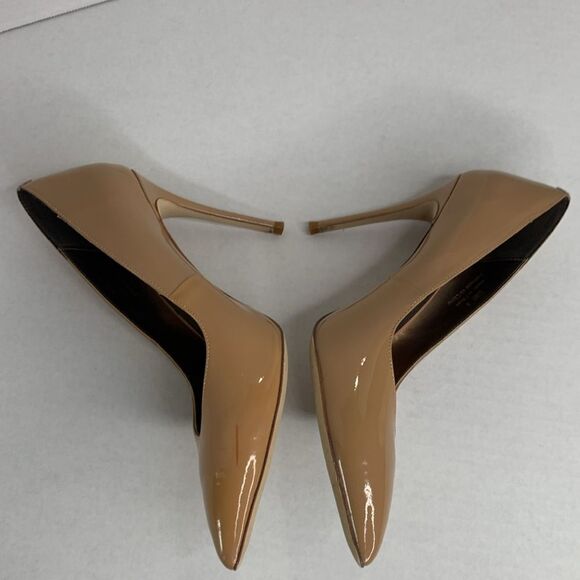 Jeffrey Campbell tan patent leather pointed toe pumps - Picture 8 of 10